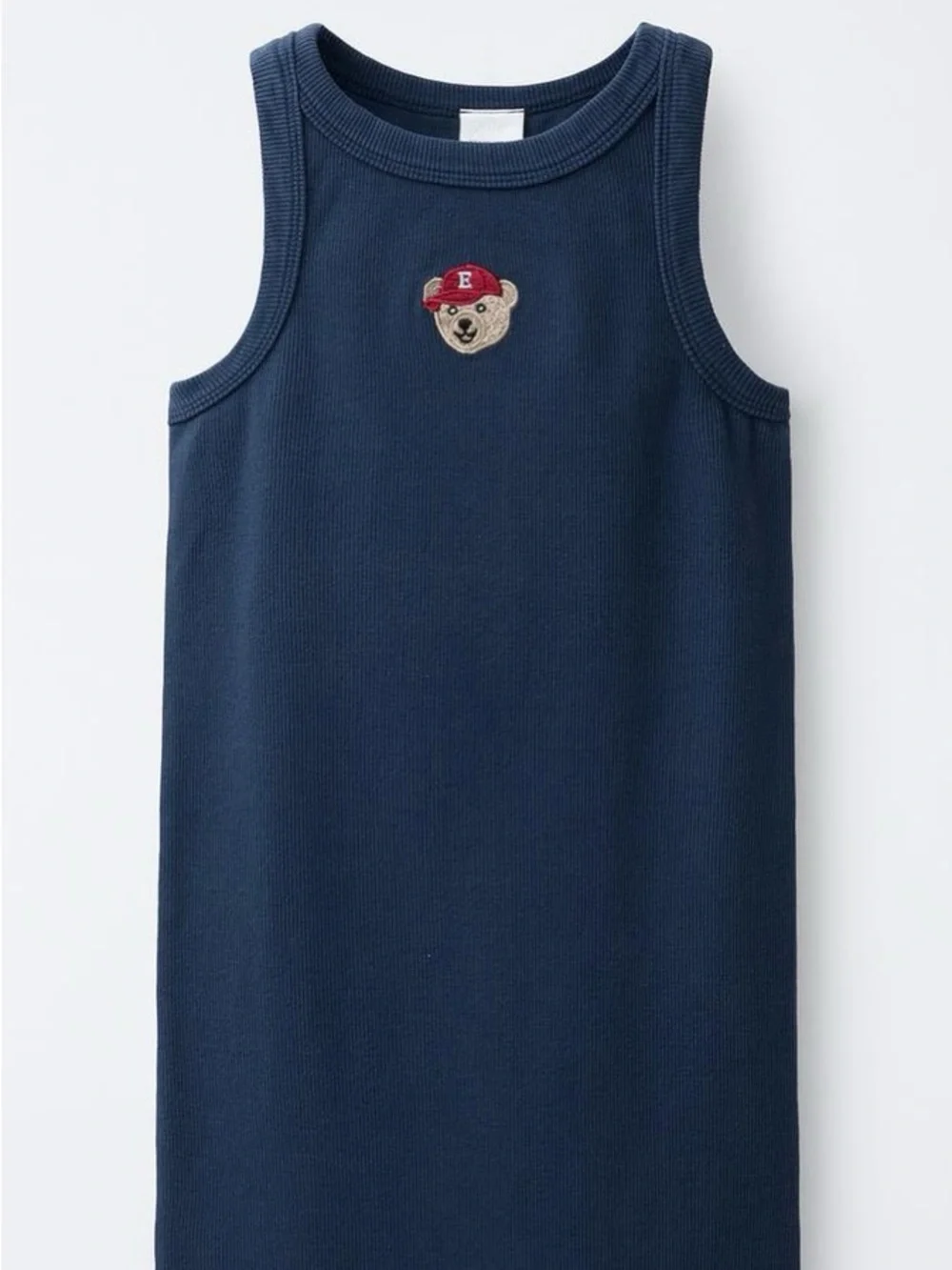 Zara Navy Sleeveless Ribbed Dress with Teddy Patch
